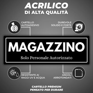 LEIASA | Segnale Magazzino - 7,5 x 23 cm - Spessore 2 mm - Acrilico - 