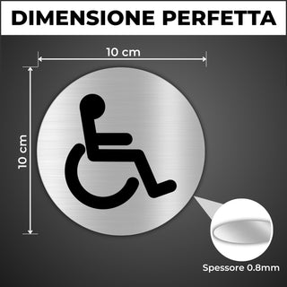LEIASA | Segnale Adesivo per Bagno Disabili - Diametro Ø 100 mm - Spes