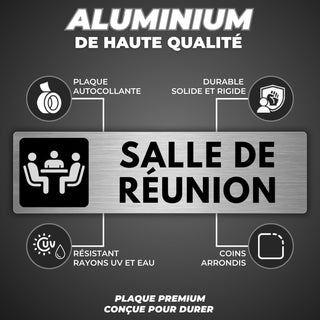 LEIASA | Plaque Salle de Réunion - 5x18 cm - Épaisseur 0,8 mm - Alumin