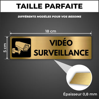 LEIASA | Panneau Vidéosurveillance - 5x18 cm - Aluminium - Zone Sous C