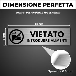 LEIASA | Segnale Vietato Introdurre Alimenti - 5x18 cm - Alluminio - C