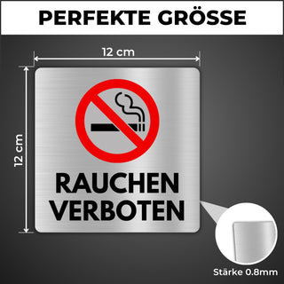 LEIASA | Schild Rauchen Verboten - 12x12 cm - Aluminium - Rauchverbot 