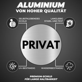 LEIASA | Selbstklebendes Schild Privat - Aluminium - Durchmesser Ø 100