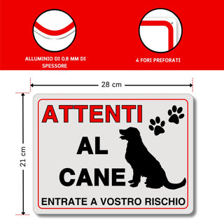 LEIASA : Segnale di pericolo per i cani - 21x21 cm - Alluminio riflett