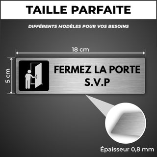 LEIASA | Panneau Adhésif Merci de Fermer la Porte - 5x18 cm - Épaisseu