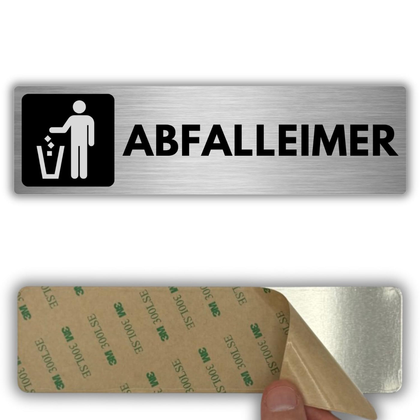 LEIASA | Selbstklebendes Schild Abfalleimer - 5x18 cm - Aluminium - Hi