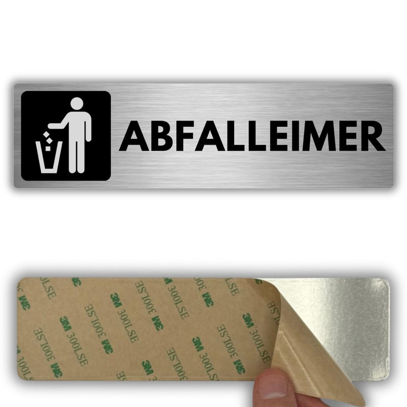 LEIASA | Selbstklebendes Schild Abfalleimer - 5x18 cm - Aluminium - Hi