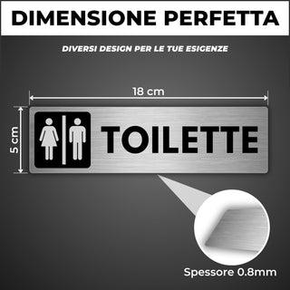 LEIASA | Segnale adesivo Bagno Uomo Donna - 5x18 cm - Spessore 0,8 mm 