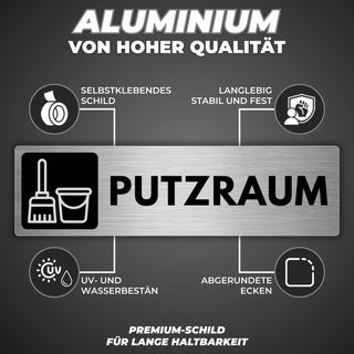 LEIASA | Schild Putzraum - 5 x 18 cm - Stärke 0,8 mm - Aluminium - Sel