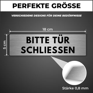LEIASA | Schild Tür schließen - 5 x 18 cm - Stärke 0,8 mm - Aluminium 