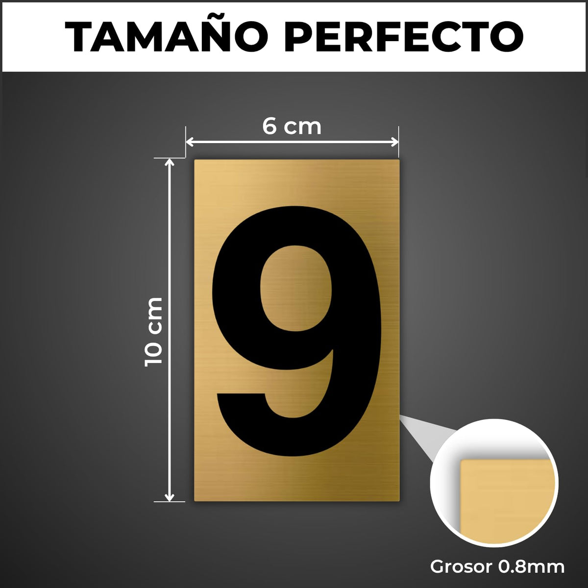 LEIASA | Goldene Hausnummer - 4x6,5 cm - Aluminium - Ziffernschild Tür