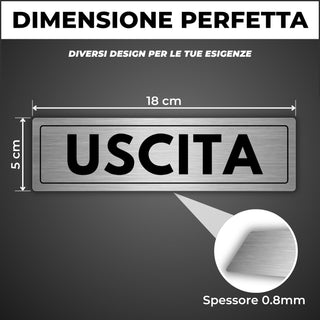 LEIASA | Cartello Uscita - 5x18 cm - Spessore 0,8 mm - Alluminio - Tar