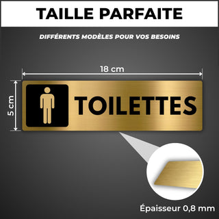 LEIASA | Panneau Toilettes Homme - 5x18 cm - Aluminium - WC pour Messi