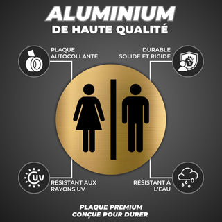 LEIASA | Goldenes Schild WC Damen & Herren - Ø 10 cm - Stärke 0,8 mm -