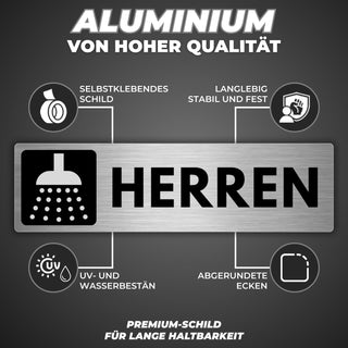 LEIASA | Schild Herren Dusche - 5x18 cm - Aluminium - Türschild Duschr