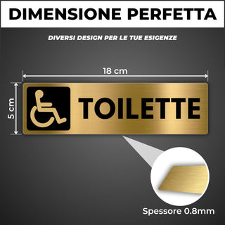 LEIASA | Segnale Bagno Disabili - 5x18 cm - Alluminio - Cartello Servi