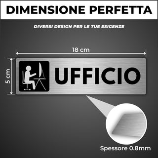LEIASA | Cartello Ufficio - 5x18 cm - Spessore 0,8 mm - Alluminio - Ta