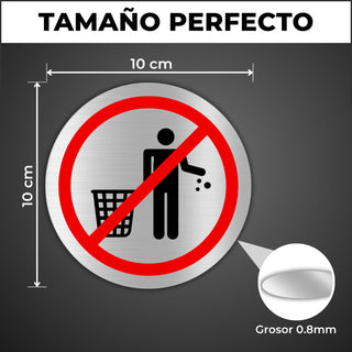 Schild Kein Müll Daneben rund Aluminium Ø 10 cm | LEIASA