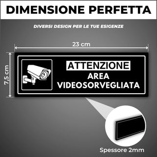 LEIASA | Segnale Telecamera Videosorveglianza - 7,5 x 23 cm - Spessore