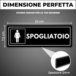 LEIASA | Segnale Spogliatoio Donne - 7,5 x 23 cm - Spessore 2 mm - Acr