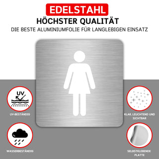 LEIASA | Selbstklebendes WC-Schild für Damen - Dicke 0,8 mm - 10x10 cm