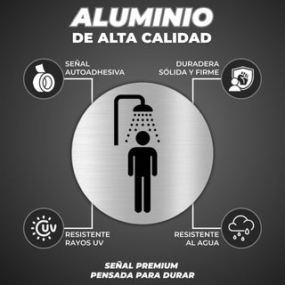 LEIASA | Cartello Docce Uomini · Alluminio Ø 100 mm
