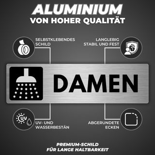 LEIASA | Schild Damen Dusche - 5x18 cm - Aluminium - Türschild Duschra
