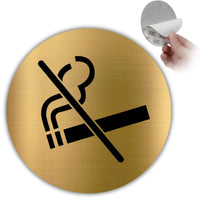 LEIASA | Goldenes Schild Rauchen Verboten - Ø 10 cm - Stärke 0,8 mm - Aluminium - Runde selbstklebende Tafel - Nicht Rauchen - Piktogramm - (Rauchen Verboten)