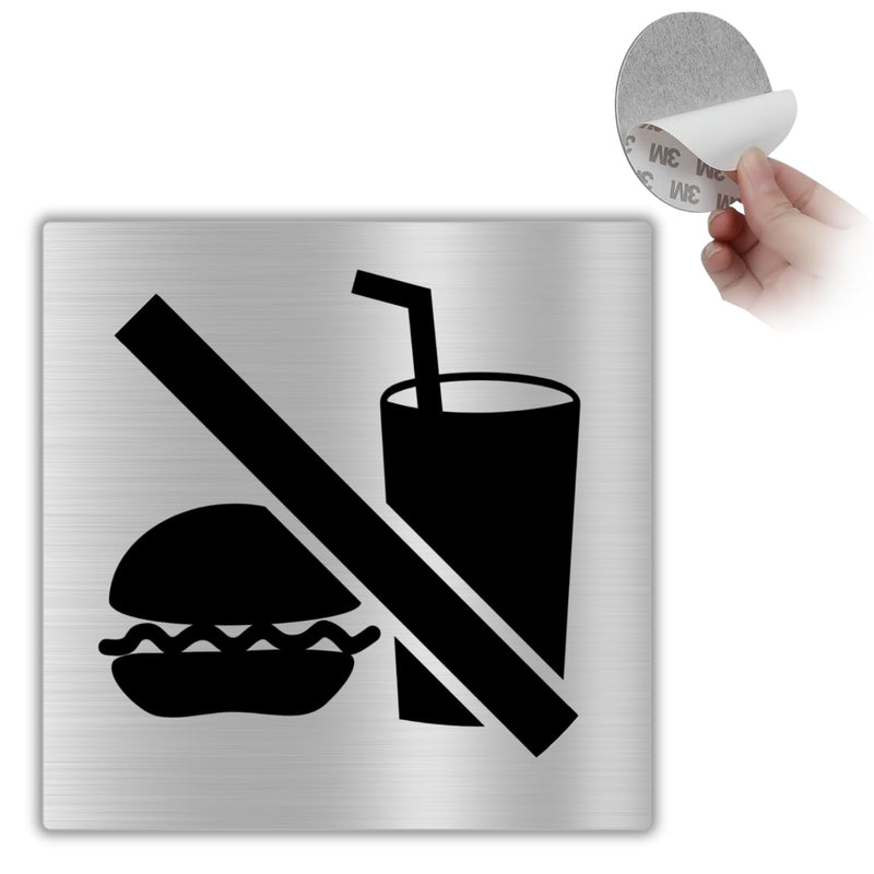 LEIASA | Selbstklebendes Essen und Trinken Verboten Schild - 10x10 cm 