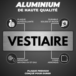 LEIASA | Plaque Vestiaire - 5x18 cm - Épaisseur 0,8 mm - Aluminium - P