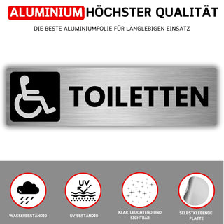 LEIASA | Selbstklebendes Schild WC für Behinderte - 5x18 cm - Dicke 0,