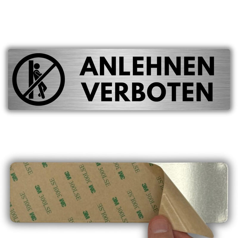 LEIASA | Selbstklebendes Schild Anlehnen verboten - 5x18 cm - Aluminiu