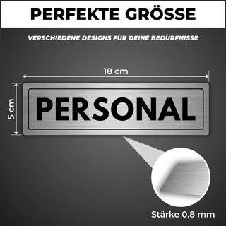 LEIASA | Schild Personal - 5 x 18 cm - Stärke 0,8 mm - Aluminium - Sel