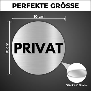 LEIASA | Selbstklebendes Schild Privat - Aluminium - Durchmesser Ø 100