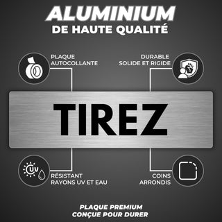 LEIASA | Plaque Tirez Porte - 5x18 cm - Épaisseur 0,8 mm - Aluminium -