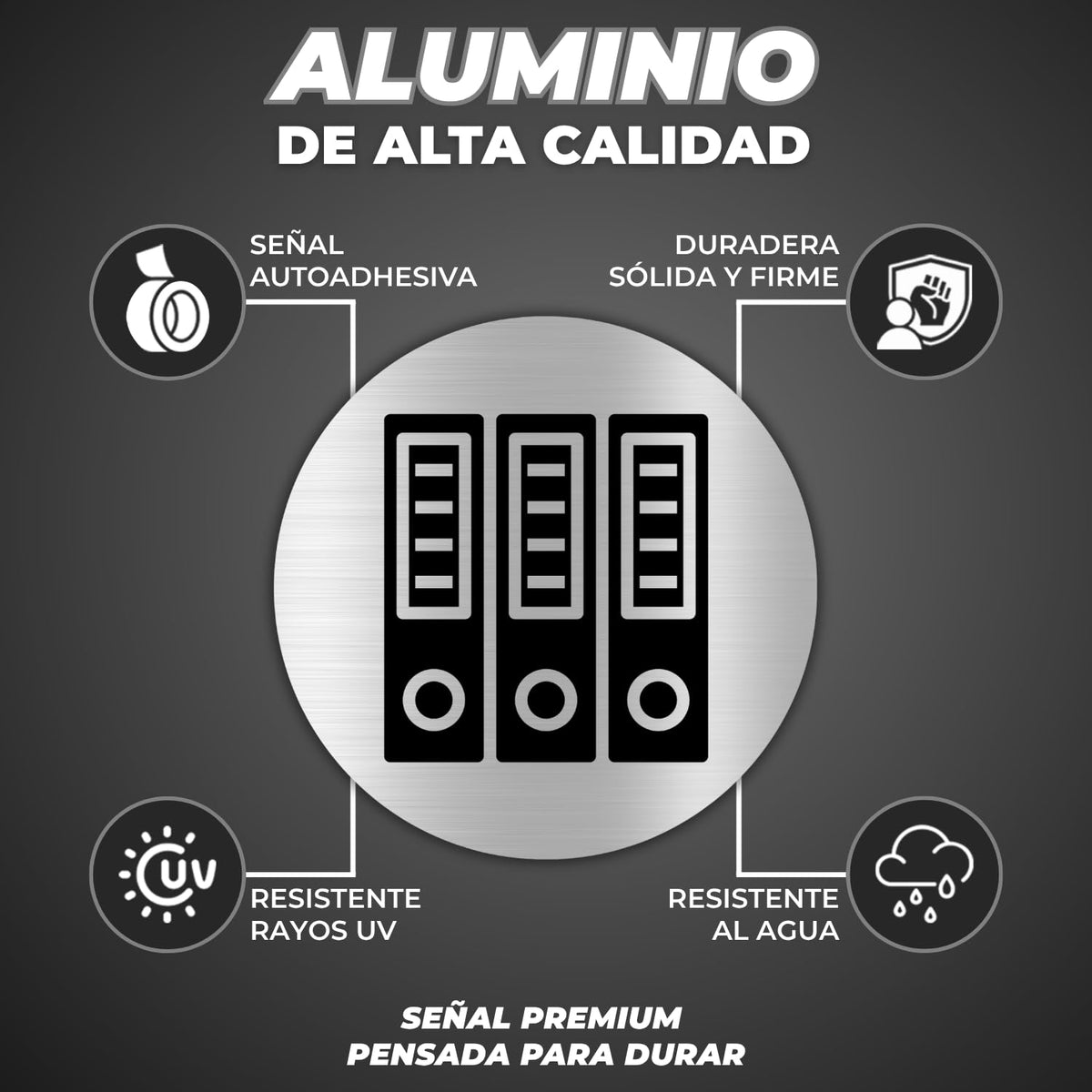 LEIASA | Cartello Archivio Documenti · Alluminio Ø 10 cm