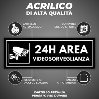 LEIASA | Segnale Allarme Videosorveglianza - 7,5 x 23 cm - Spessore 2 