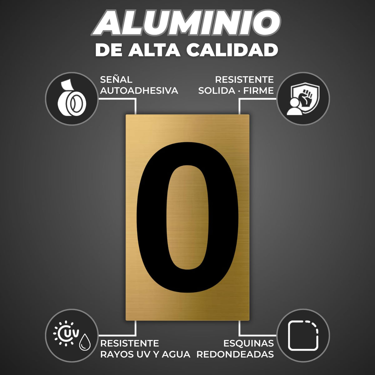 LEIASA | Goldene Hausnummer - 4x6,5 cm - Aluminium - Ziffernschild Tür