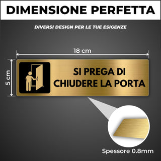 LEIASA | Segnale Chiudere la Porta - 5x18 cm - Alluminio - Targa Chius