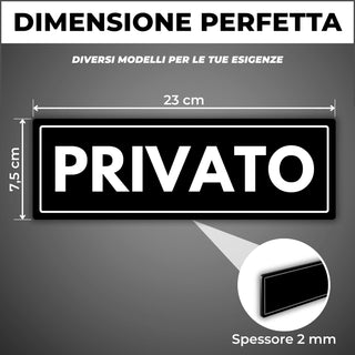 LEIASA | Segnale Privato - 7,5 x 23 cm - Spessore 2 mm - Acrilico - Ta
