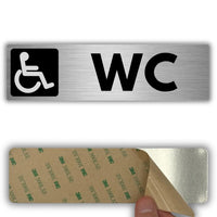 LEIASA | Schild Barrierefreies WC - 5 x 18 cm - Stärke 0,8 mm - Aluminium - Selbstklebende Platte - Rollstuhlsymbol - Zugängliche Toilette - (Behinderten-WC)