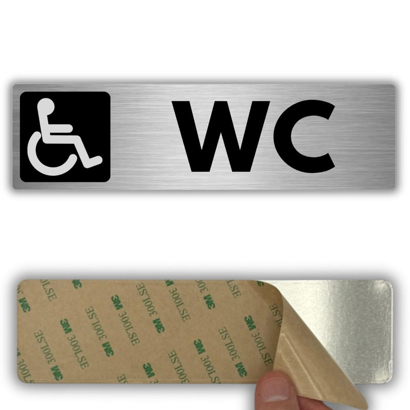 LEIASA | Schild Barrierefreies WC - 5 x 18 cm - Stärke 0,8 mm - Alumin