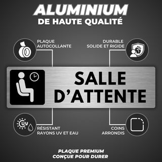 LEIASA | Plaque Salle d’Attente - 5x18 cm - Épaisseur 0,8 mm - Alumini