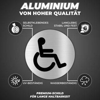 LEIASA | Selbstklebendes Behinderten-Toilettenschild - Aluminium - Dic