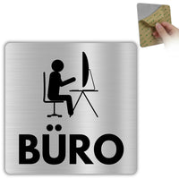 LEIASA | Schild Büro - 12x12 cm - Aluminium - Büroschild - Türschild für die Bürotür - Office Schild - Hinweisschild Eingang - Selbstklebend - Bürokennzeichnung - Dicke 0,8 mm - (Buro)
