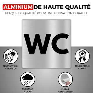 LEIASA | Panneau Autocollant WC - 10x10 cm - Épaisseur 0,8 mm - Alumin