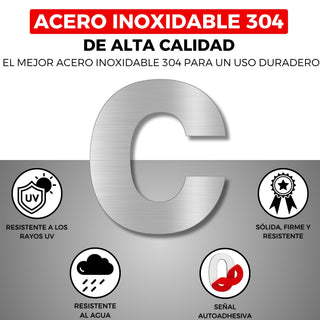 LEIASA | Numero Adesivo - 100 mm - Acciaio Inossidabile 304 - Nº C - N