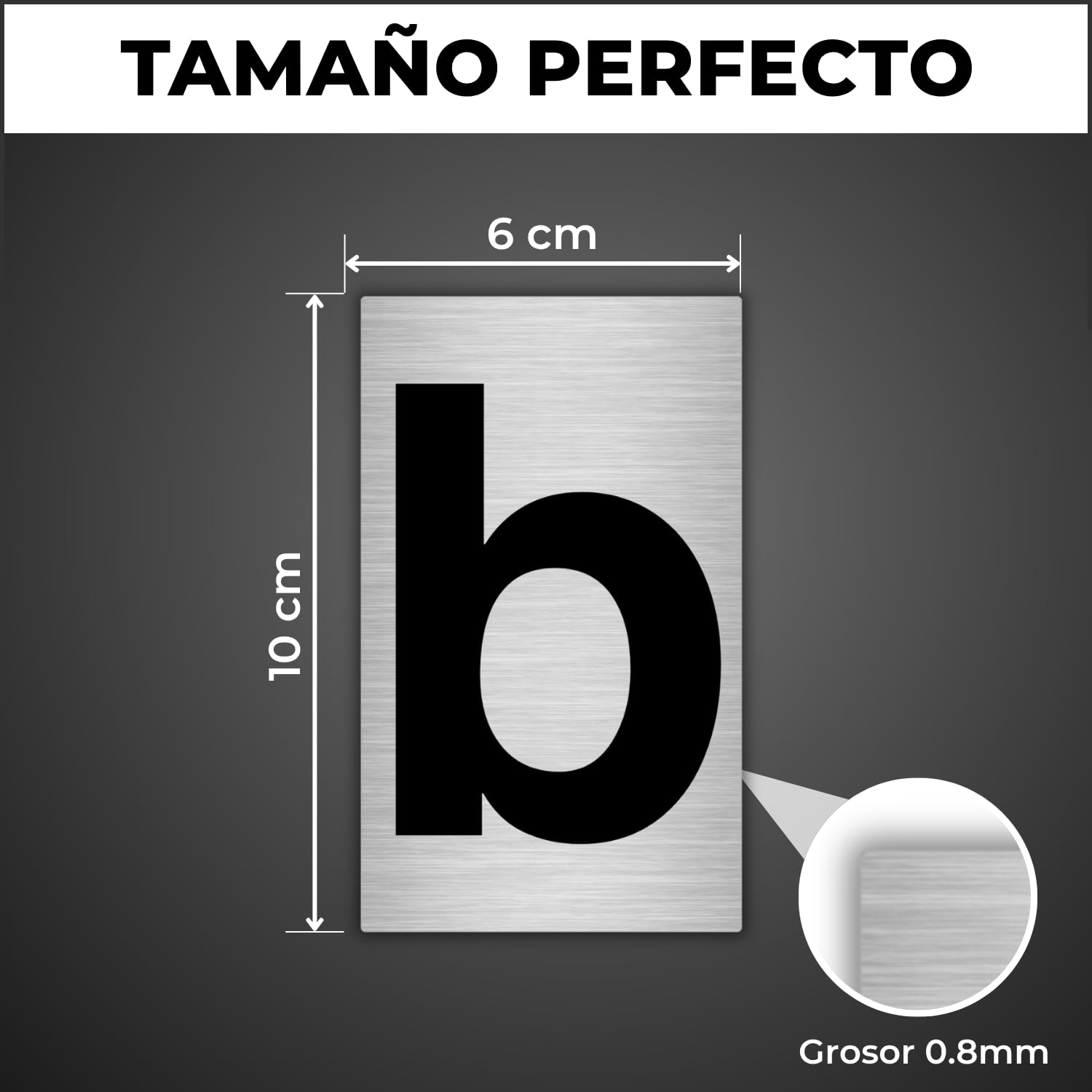 LEIASA | Número para Casa - 6x10 cm - Aluminio - Placa Numeración Portal - Dígito Buzón - Cifra Puerta - Rótulo Vivienda - Cartel Dirección - Señal Número Edificio - Grosor 0.8 mm - Gris (b, 100mm)
