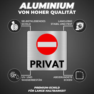 LEIASA | Schild Privat - 12x12 cm - Aluminium - Privatbereich - Privat