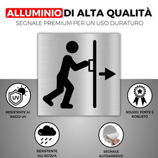 LEIASA | Cartello Adesivo Spingere Porta - 10x10 cm - Spessore 0,8 mm 